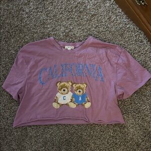 California Teddy Graphic Crop Tee in Mauve